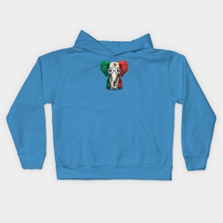 Baby Elephant with Glasses and Mexican Flag Kids Hoodie